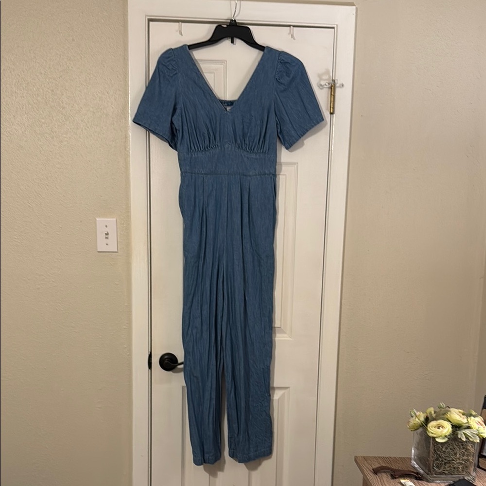 Old Navy Denim Blue V-Neck Jumpsuit